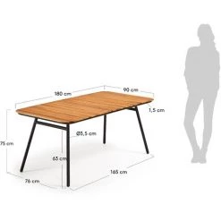 Kave Home - Table Soumaya 180 X 90 Cm En Acacia Massif Et Acier Noir FSC 100% - Naturel 9 Kave Home - Table Soumaya 180 X 90 Cm En Acacia Massif Et Acier Noir FSC 100% - Naturel -KAVE HOME Soldes 2022 12437001 4