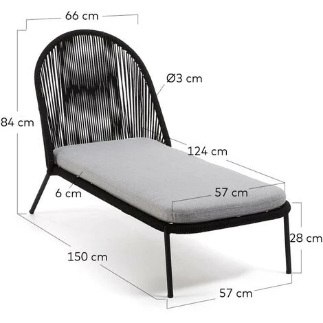Kave Home - Chaise Longue Shann - Noir 6 Kave Home - Chaise Longue Shann - Noir – Image 4