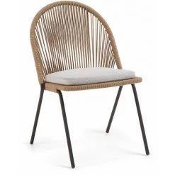 Kave Home - Chaise Shann En Corde Beige Et Pieds En Acier Galvanisé - Beige