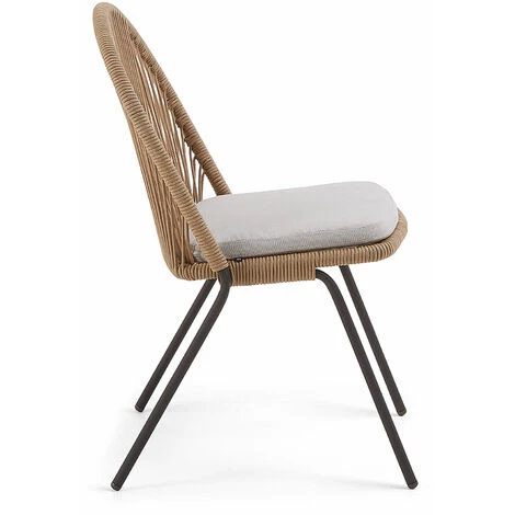 Kave Home - Chaise Shann En Corde Beige Et Pieds En Acier Galvanisé - Beige 4 Kave Home - Chaise Shann En Corde Beige Et Pieds En Acier Galvanisé - Beige – Image 2