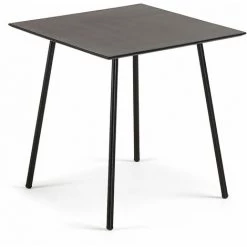 Kave Home - Table Mathis Fibrociment Avec Pieds En Acier Finition Noire 75 X 75 Cm - Noir
