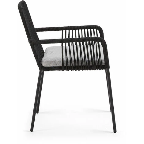 Kave Home - Chaise Samanta En Corde Noire Et Pieds En Acier Galvanisé - Noir 4 Kave Home - Chaise Samanta En Corde Noire Et Pieds En Acier Galvanisé - Noir – Image 2