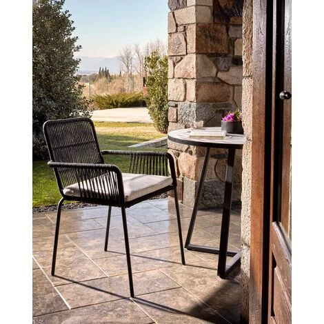 Kave Home - Chaise Samanta En Corde Noire Et Pieds En Acier Galvanisé - Noir 6 Kave Home - Chaise Samanta En Corde Noire Et Pieds En Acier Galvanisé - Noir – Image 4