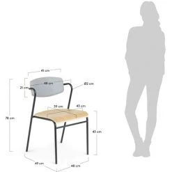 Kave Home - Chaise Zaha Gris Clair En Placage De Chêne Et Acier Finition Noire - Naturel -KAVE HOME Soldes 2022 12437054 5