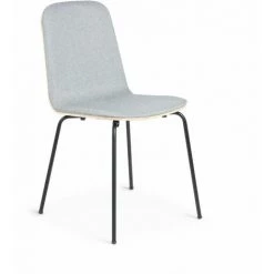 Kave Home - Chaise De Salle à Manger Canele Gris Clair En Contreplaqué De Chêne Naturel Et Pieds En Acier Noir - Gris