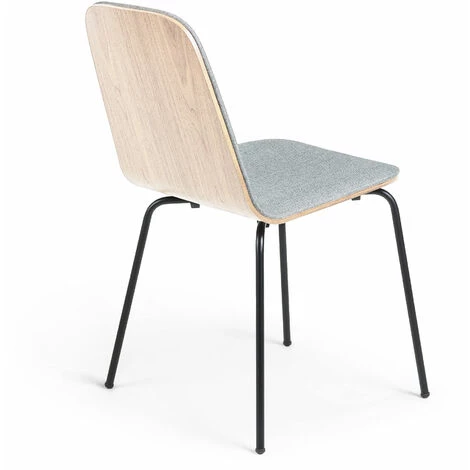 Kave Home - Chaise De Salle à Manger Canele Gris Clair En Contreplaqué De Chêne Naturel Et Pieds En Acier Noir - Gris 5 Kave Home - Chaise De Salle à Manger Canele Gris Clair En Contreplaqué De Chêne Naturel Et Pieds En Acier Noir - Gris – Image 3