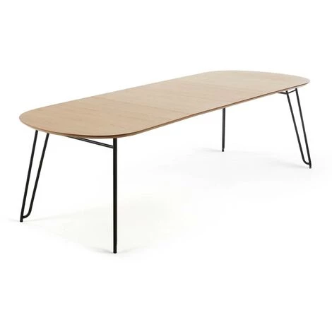 Kave Home - Table Extensible Novac 140 (220) X 90 Cm Contreplaqué De Chêne Et Pieds En Acier Noir - Naturel 4 Kave Home - Table Extensible Novac 140 (220) X 90 Cm Contreplaqué De Chêne Et Pieds En Acier Noir - Naturel – Image 2