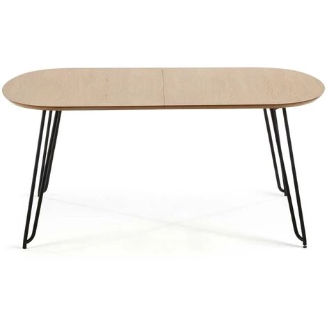 Kave Home - Table Extensible Novac 140 (220) X 90 Cm Contreplaqué De Chêne Et Pieds En Acier Noir - Naturel 5 Kave Home - Table Extensible Novac 140 (220) X 90 Cm Contreplaqué De Chêne Et Pieds En Acier Noir - Naturel – Image 3