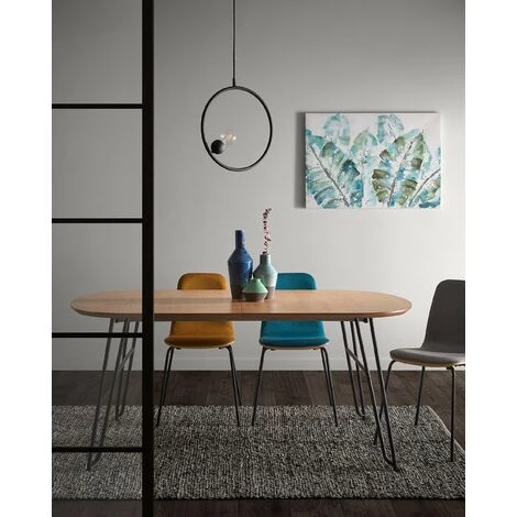 Kave Home - Table Extensible Novac 140 (220) X 90 Cm Contreplaqué De Chêne Et Pieds En Acier Noir - Naturel 6 Kave Home - Table Extensible Novac 140 (220) X 90 Cm Contreplaqué De Chêne Et Pieds En Acier Noir - Naturel – Image 4