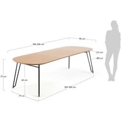 Kave Home - Table Extensible Novac 140 (220) X 90 Cm Contreplaqué De Chêne Et Pieds En Acier Noir - Naturel 11 Kave Home - Table Extensible Novac 140 (220) X 90 Cm Contreplaqué De Chêne Et Pieds En Acier Noir - Naturel -KAVE HOME Soldes 2022 12437066 5