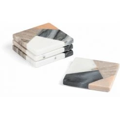 Kave Home - Set Bradney De 4 Dessous De Verre Carré Marbre Multicolore - Naturel