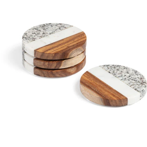 Kave Home - Set Cataleg De 4 Dessous De Verre Rond Marbre Blanc Gris - Naturel 3 Kave Home - Set Cataleg De 4 Dessous De Verre Rond Marbre Blanc Gris - Naturel