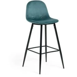 Kave Home - Tabouret De Bar Nolite Velours Turquoise Hauteur 75 Cm - Turquoise