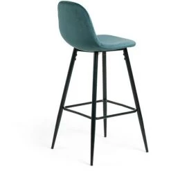 Kave Home - Tabouret De Bar Nolite Velours Turquoise Hauteur 75 Cm - Turquoise -KAVE HOME Soldes 2022 12437127 3