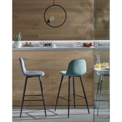 Kave Home - Tabouret De Bar Nolite Velours Turquoise Hauteur 75 Cm - Turquoise -KAVE HOME Soldes 2022 12437127 4