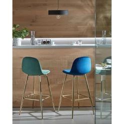 Kave Home - Tabouret De Bar Nolite Vert Foncé 75 Cm Avec Dossier En Velours Et Pieds En Acier En Dorée - Vert 10 Kave Home - Tabouret De Bar Nolite Vert Foncé 75 Cm Avec Dossier En Velours Et Pieds En Acier En Dorée - Vert -KAVE HOME Soldes 2022 12437128 4