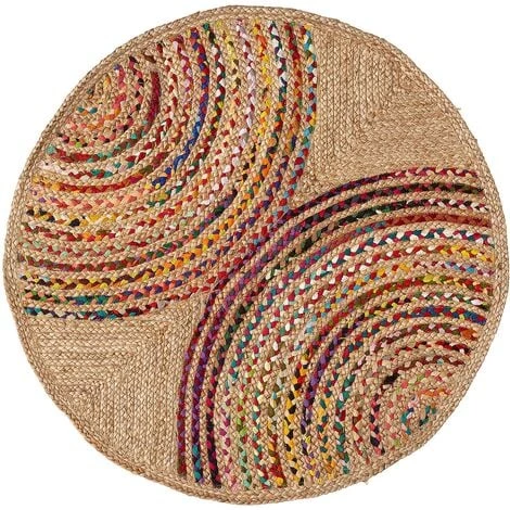 Kave Home - Tapis Rond Graciela En Jute Et Coton Multicolore Ø 100 Cm - Multicolore 3 Kave Home - Tapis Rond Graciela En Jute Et Coton Multicolore Ø 100 Cm - Multicolore