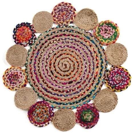 Kave Home - Tapis Rond Ginnis Jute Et Coton Multicolore Ø 100 Cm - Multicolore 3 Kave Home - Tapis Rond Ginnis Jute Et Coton Multicolore Ø 100 Cm - Multicolore