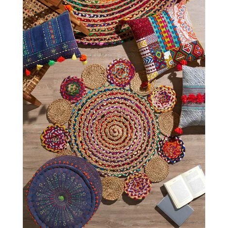 Kave Home - Tapis Rond Ginnis Jute Et Coton Multicolore Ø 100 Cm - Multicolore 4 Kave Home - Tapis Rond Ginnis Jute Et Coton Multicolore Ø 100 Cm - Multicolore – Image 2