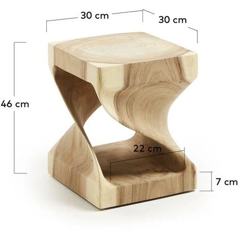Kave Home - Table D'appoint Hakon En Bois Massif De Mungur Et Intérieur Sculpté 30 X 30 Cm - Naturel 5 Kave Home - Table D'appoint Hakon En Bois Massif De Mungur Et Intérieur Sculpté 30 X 30 Cm - Naturel – Image 3