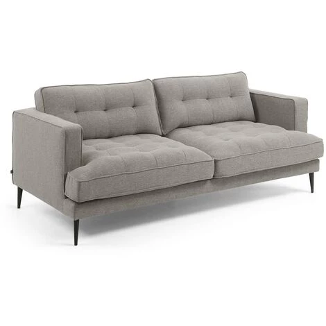 Kave Home - Canapé Tanya 3 Places Gris Clair Avec Accoudoirs Et Pieds En Acier Noir - Gris 3 Kave Home - Canapé Tanya 3 Places Gris Clair Avec Accoudoirs Et Pieds En Acier Noir - Gris
