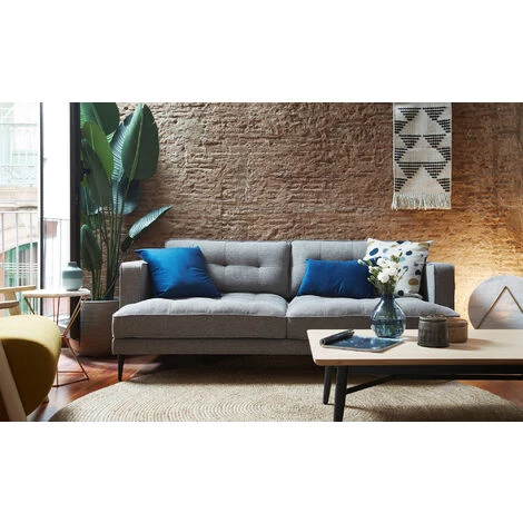 Kave Home - Canapé Tanya 3 Places Gris Clair Avec Accoudoirs Et Pieds En Acier Noir - Gris 5 Kave Home - Canapé Tanya 3 Places Gris Clair Avec Accoudoirs Et Pieds En Acier Noir - Gris – Image 3