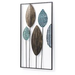 Kave Home - Panneau Mural Leaves Multicolore Rectangulaire 54 X 104 Cm En Acier - Multicolore