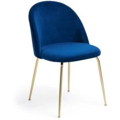 Kave Home - Chaise Ivonne Velours Bleu - Bleu