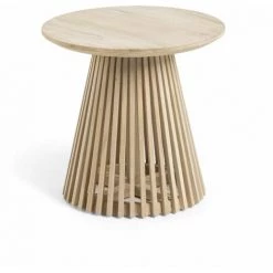 Kave Home - Table D'appoint Jeanette En Teck Massif Ø 50 Cm - Naturel