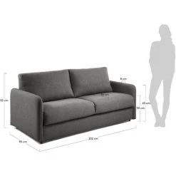 Kave Home - Canapé-lit Kymoon 3 Places Gris Foncé Avec Accoudoirs Et Matelas En Mousse De Polyuréthane (160 Cm) - Noir 9 Kave Home - Canapé-lit Kymoon 3 Places Gris Foncé Avec Accoudoirs Et Matelas En Mousse De Polyuréthane (160 Cm) - Noir -KAVE HOME Soldes 2022 12437264 4