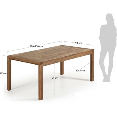Kave Home - Table De Salle à Manger Extensible Briva Rectangulaire 180 (230) X 90 Cm En Bois De Chêne - Naturel 7 Kave Home - Table De Salle à Manger Extensible Briva Rectangulaire 180 (230) X 90 Cm En Bois De Chêne - Naturel – Image 5