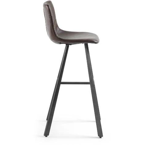 Kave Home - Tabouret De Bar Trap Marron Foncé 81 Cm Avec Dossier En Polyuréthane Et Pieds En Acier - Marron 4 Kave Home - Tabouret De Bar Trap Marron Foncé 81 Cm Avec Dossier En Polyuréthane Et Pieds En Acier - Marron – Image 2