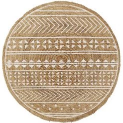 Kave Home - Tapis Cecily Naturel Et Blanc Rond Ø 100 Cm En Jute - Naturel