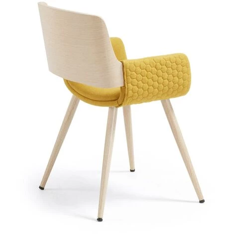 Kave Home - Chaise De Salle à Manger Angie Moutarde Avec Accoudoirs Et Pieds En Acier Avec Effet Bois - Moutarde 5 Kave Home - Chaise De Salle à Manger Angie Moutarde Avec Accoudoirs Et Pieds En Acier Avec Effet Bois - Moutarde – Image 3