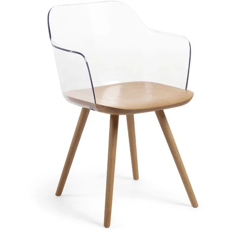 Kave Home - Chaise Bjorg Transparente Et Bois Massif De Hêtre - Transparent 3 Kave Home - Chaise Bjorg Transparente Et Bois Massif De Hêtre - Transparent