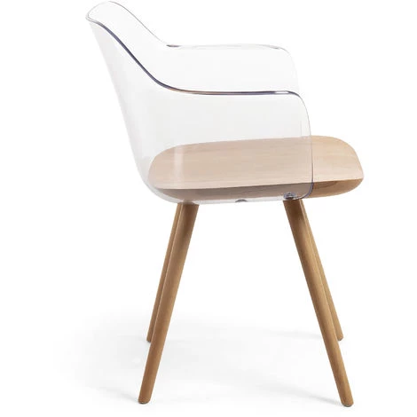 Kave Home - Chaise Bjorg Transparente Et Bois Massif De Hêtre - Transparent 4 Kave Home - Chaise Bjorg Transparente Et Bois Massif De Hêtre - Transparent – Image 2
