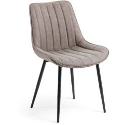 Kave Home - Chaise Janis En Polyuréthane Gris Clair Et Pieds En Acier Finition Noire - Gris