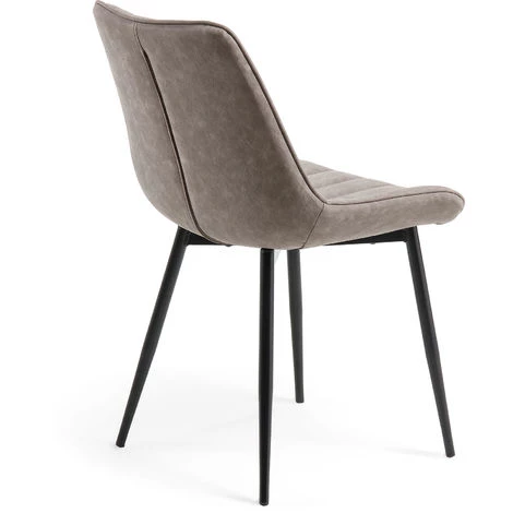 Kave Home - Chaise Janis En Polyuréthane Gris Clair Et Pieds En Acier Finition Noire - Gris 5 Kave Home - Chaise Janis En Polyuréthane Gris Clair Et Pieds En Acier Finition Noire - Gris – Image 3