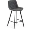 Kave Home - Tabouret De Bar Adela Graphite 66 Cm Avec Dossier En Polyuréthane Et Pieds En Acier Noir - Noir -KAVE HOME Soldes 2022 12437365 1