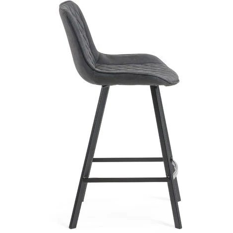 Kave Home - Tabouret De Bar Adela Graphite 66 Cm Avec Dossier En Polyuréthane Et Pieds En Acier Noir - Noir 4 Kave Home - Tabouret De Bar Adela Graphite 66 Cm Avec Dossier En Polyuréthane Et Pieds En Acier Noir - Noir – Image 2