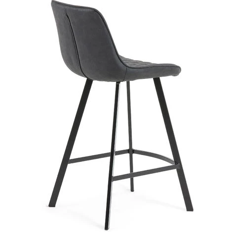 Kave Home - Tabouret De Bar Adela Graphite 66 Cm Avec Dossier En Polyuréthane Et Pieds En Acier Noir - Noir 5 Kave Home - Tabouret De Bar Adela Graphite 66 Cm Avec Dossier En Polyuréthane Et Pieds En Acier Noir - Noir – Image 3