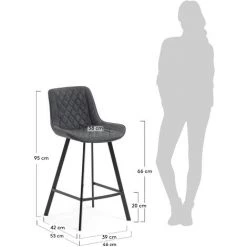 Kave Home - Tabouret De Bar Adela Graphite 66 Cm Avec Dossier En Polyuréthane Et Pieds En Acier Noir - Noir 9 Kave Home - Tabouret De Bar Adela Graphite 66 Cm Avec Dossier En Polyuréthane Et Pieds En Acier Noir - Noir -KAVE HOME Soldes 2022 12437365 4