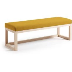 Kave Home - Banquette Loya Moutarde 128 Cm Tapisée Avec Structure En Bois Massif De Hêtre - Moutarde
