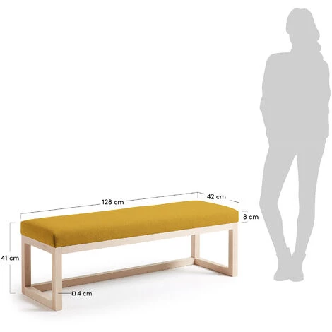 Kave Home - Banquette Loya Moutarde 128 Cm Tapisée Avec Structure En Bois Massif De Hêtre - Moutarde 6 Kave Home - Banquette Loya Moutarde 128 Cm Tapisée Avec Structure En Bois Massif De Hêtre - Moutarde – Image 4