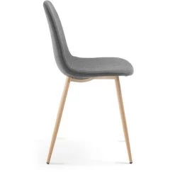 Kave Home - Chaise De Salle à Manger Yaren Gris Foncé Avec Siège Rembourré Et Pieds En Acier Avec Effet Bois - Noir -KAVE HOME Soldes 2022 12437401 2