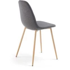 Kave Home - Chaise De Salle à Manger Yaren Gris Foncé Avec Siège Rembourré Et Pieds En Acier Avec Effet Bois - Noir -KAVE HOME Soldes 2022 12437401 3