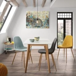 Kave Home - Chaise De Salle à Manger Yaren Gris Foncé Avec Siège Rembourré Et Pieds En Acier Avec Effet Bois - Noir -KAVE HOME Soldes 2022 12437401 4