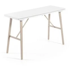 Kave Home - Console Extensible Aruna Blanca Rectangulaire 130 X 45 (90) Cm Avec Pieds En Acier Effet Bois - Blanc