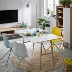 Kave Home - Console Extensible Aruna Blanca Rectangulaire 130 X 45 (90) Cm Avec Pieds En Acier Effet Bois - Blanc -KAVE HOME Soldes 2022 12437416 4