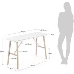 Kave Home - Console Extensible Aruna Blanca Rectangulaire 130 X 45 (90) Cm Avec Pieds En Acier Effet Bois - Blanc -KAVE HOME Soldes 2022 12437416 5
